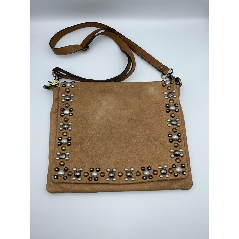 ABRO Italy Vintage Womens Brown Leather Crossbody Satchel Handbag Purse Adj.